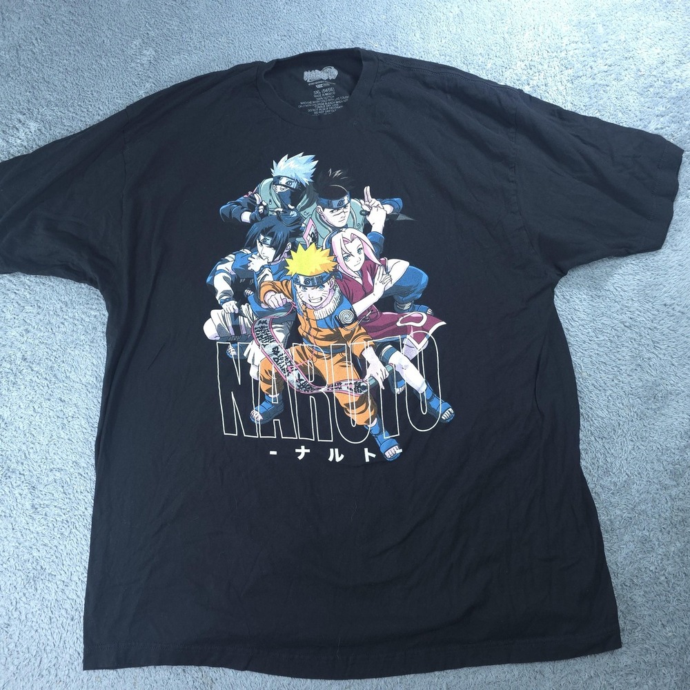 Naruto T-Shirt Mens 3XL Black Sasuke Kakashi Sakura Anime Graphic Tee